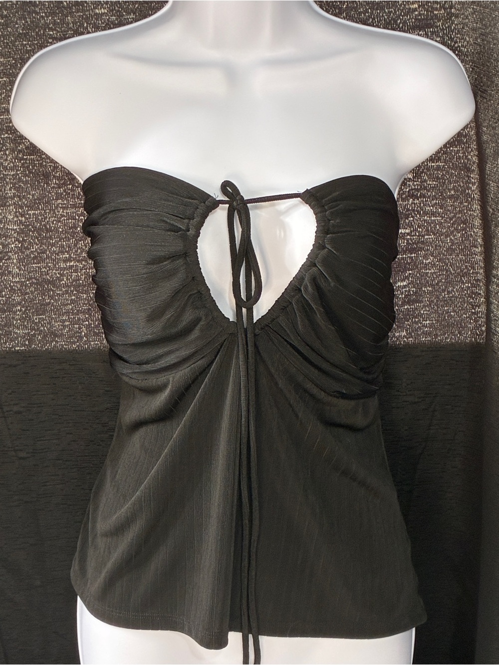 Free People Black Strapless Tie-Front Ruched Top